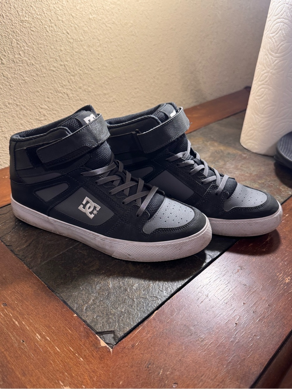 DC Kids Black and Gray High-Top Sneakers